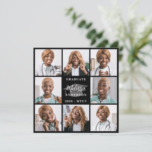 モダン写真コラージュパーソナライズされた卒業 案内状 (スタンド正面)