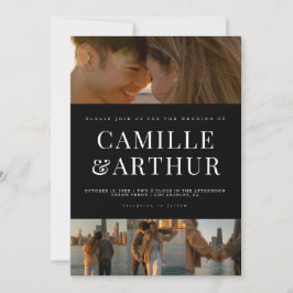 モダン写真スタイリッシュコラージュエレガント結婚ズ 招待状