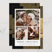 モダン写真スタイリッシュコラージュ黒金ゴールド シーズンカード (正面/裏面)