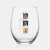 モダン写真テンプレート手書き名スクリプト ステムなしワイングラス (裏面)