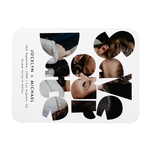 モダン写真テンプレート日付の保結婚存 マグネット (横)