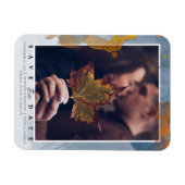 モダン写真テンプレート日付の保結婚存 マグネット (横)