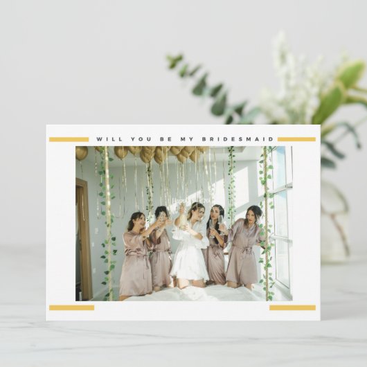モダン写真ミニマル花嫁介添人の提案カード カード (スタンド正面)