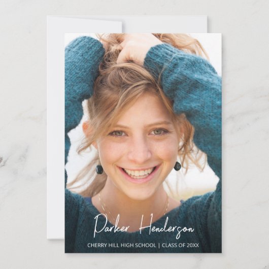 モダン写真卒業発表 招待状 (正面)