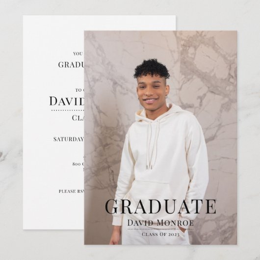 モダン写真卒業 招待状 (正面/裏面)