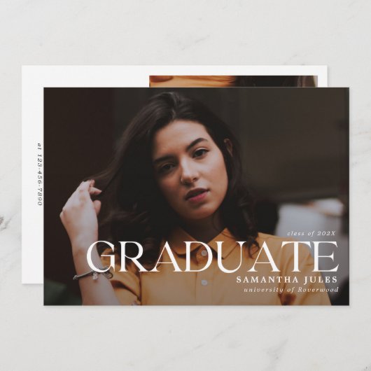 モダン写真卒業 招待状 (正面/裏面)