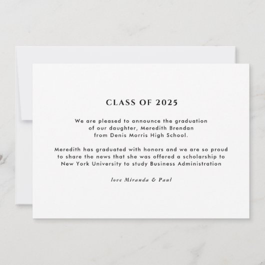 モダン写真卒業 案内状 (裏面)