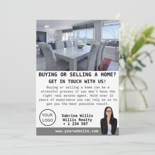 モダン写真実在不動産業者カスタム 招待状 (スタンド正面)