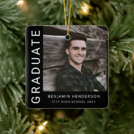 モダン写真少年2023卒業 セラミックオーナメント