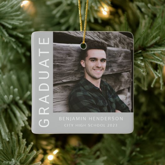 モダン写真少年2023卒業 セラミックオーナメント (ツリー)