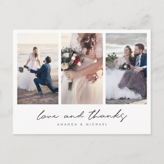 モダン写真数々のコラージュ結婚の感謝 ポストカード (正面)