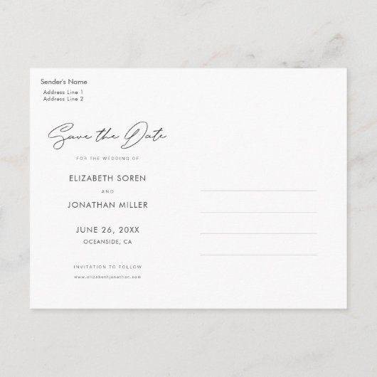 モダン写真数々のコラージュ結婚式の日付の保存 インビテーションポストカード (裏面)