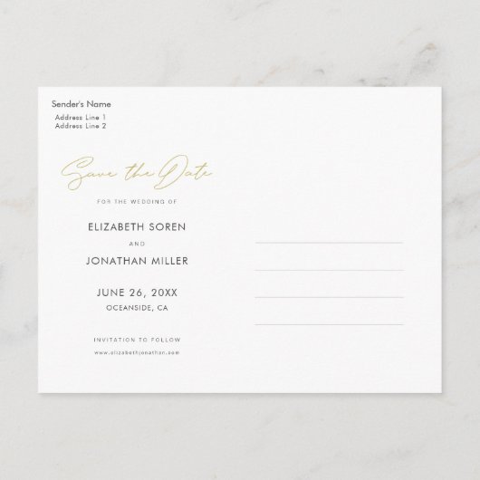 モダン写真数々のコラージュ結婚式の日付の保存 インビテーションポストカード (裏面)