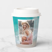 モダン写真海ビーチ書モダン 紙コップ (裏面)