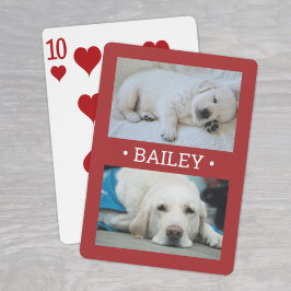 モダン写真犬2頭または任意の名前赤と白 トランプ