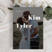 モダン写真白黒タイポグラフィ結婚ズ2 招待状