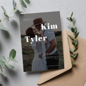 モダン写真白黒タイポグラフィ結婚ズ2 招待状