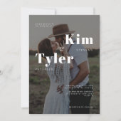 モダン写真白黒タイポグラフィ結婚ズ2 招待状 (正面)