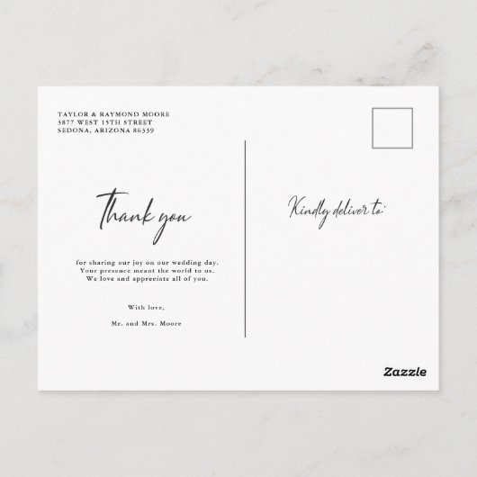 モダン写真結婚ありがとう ポストカード (裏面)