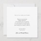 モダン写真結婚の感謝していYou サンキューカード (裏面)