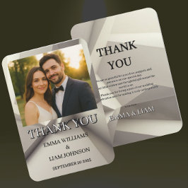 モダン写真結婚付き幾何学的サンキューカード サンキューカード