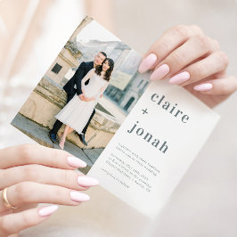 モダン写真結婚式招待状MNU サンキューカード