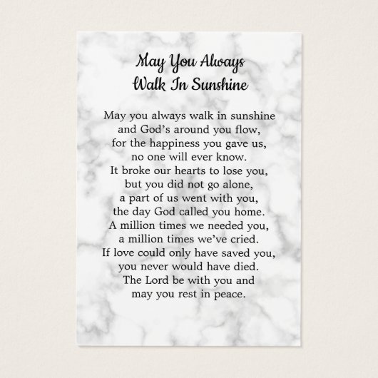 モダン写真追悼式祈りの言葉カード3 (裏面)