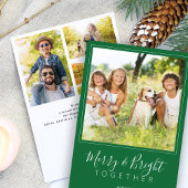 モダン写真4枚とメリー明るい緑のクリスマス シーズンカード