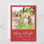モダン写真4枚とメリー鮮やかな赤のクリスマス シーズンカード (正面)