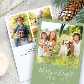 モダン写真4枚とメリーBright Sage Christmas シーズンカード