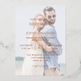 モダン写真5縦結婚型 箔招待状