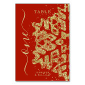 モダン冬のクリスマス結婚休暇の金ゴールド赤 テーブルナンバー (裏面)