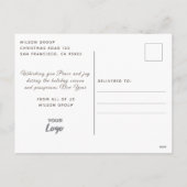 モダン冬のシーンジョイ企業のロゴホリデー シーズンポストカード (裏面)