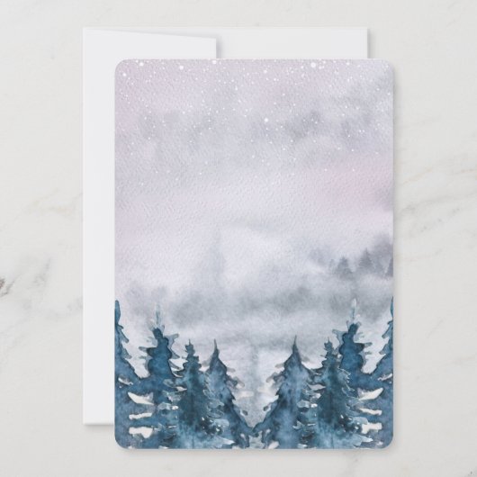 モダン冬の水の色の森の青救のデータ セーブザデート (裏面)