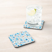 モダン冬の水の色葉のと果実 コースター (右側)