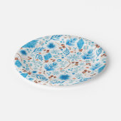 モダン冬の水の色葉のと果実 ペーパープレート (アングル)