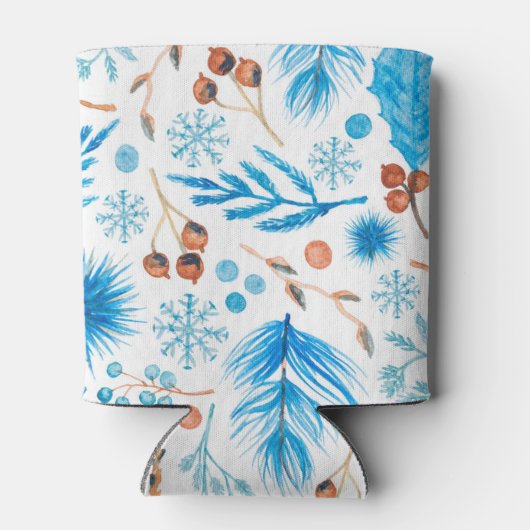 モダン冬の水の色葉のと果実 缶クーラー (裏面)