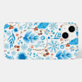 モダン冬の水の色葉のと果実 Case-Mate iPhoneケース (裏面 (横))