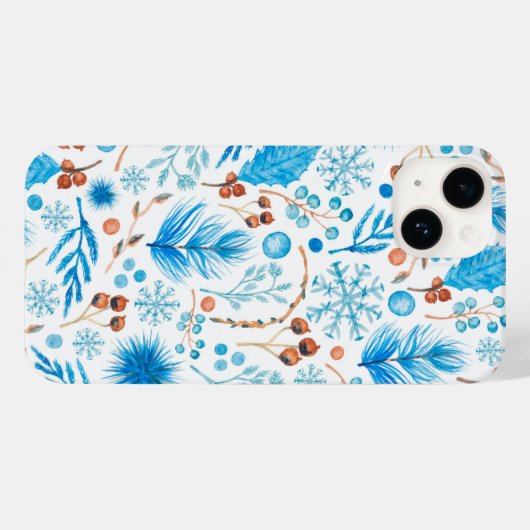 モダン冬の水の色葉のと果実 Case-Mate iPhoneケース (裏面 (横))