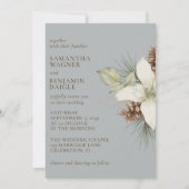 モダン冬パイングレーエレガントな結婚式 招待状 (正面)