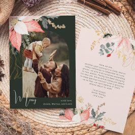 モダン冬フローラメリーワンフォトホリデーカード シーズンカード