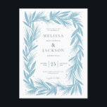 モダン冬リースフレ結婚ーム ポストカード<br><div class="desc">冬モダンリースフレ結婚ームの冬の青</div>