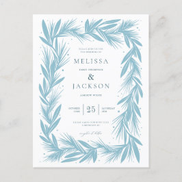 モダン冬リースフレ結婚ーム ポストカード