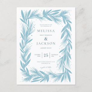 モダン冬リースフレ結婚ーム ポストカード