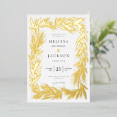 モダン冬リースフレ結婚ーム 箔招待状 (立ち正面)