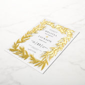 モダン冬リースフレ結婚ーム 箔招待状 (回転した状態)
