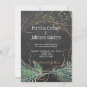 モダン冬自然黒板水結婚色 招待状 (正面)