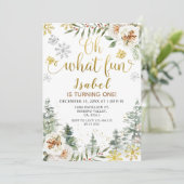 モダン冬Oh何おもしろい最初の誕生日 招待状 (スタンド正面)