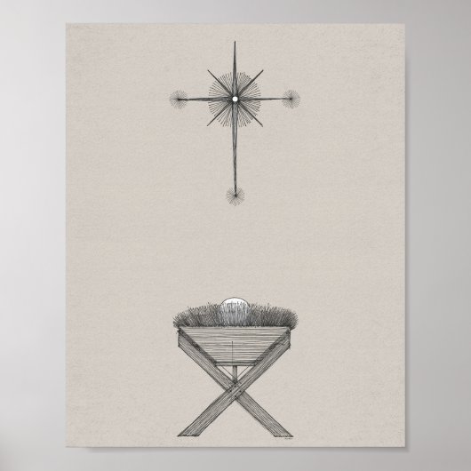 モダン出生ウォール遠くにアート – "In a Manger" ポスター (正面)