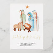 モダン出生ホイルホル素晴らしホルの喜び知らせ 箔シーズンカード (正面)